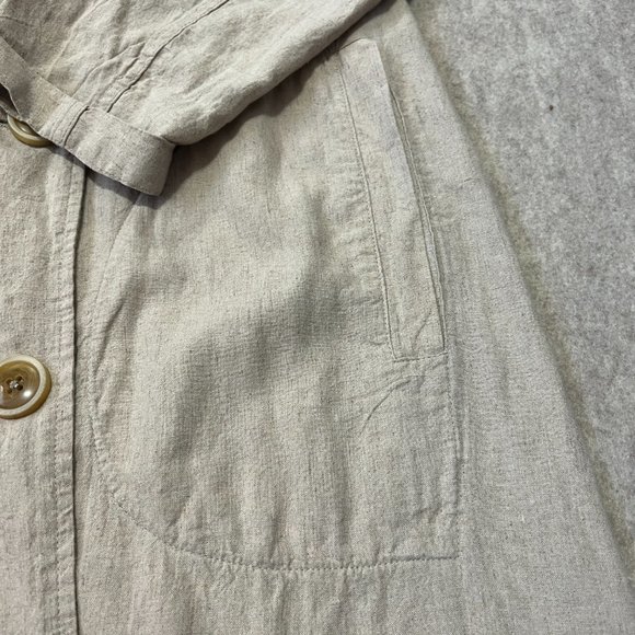 Free People Sweet Melody Trench Coat Size XS Natural Beige Linen Blend Duster - Picture 8 of 12